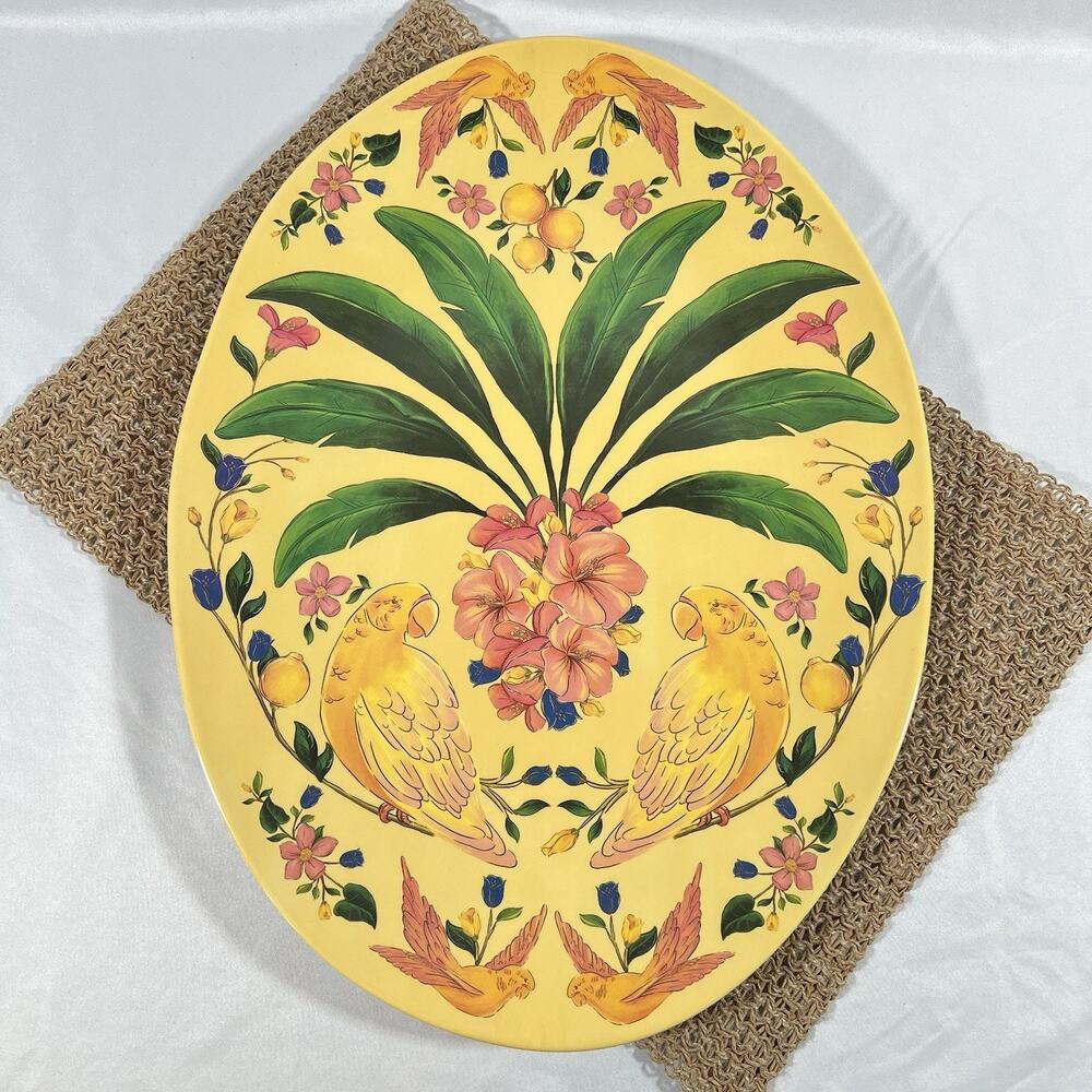 Farm Rio x Anthropologie Melamine Large Yellow Oval Platter Serving Tray 14x19”